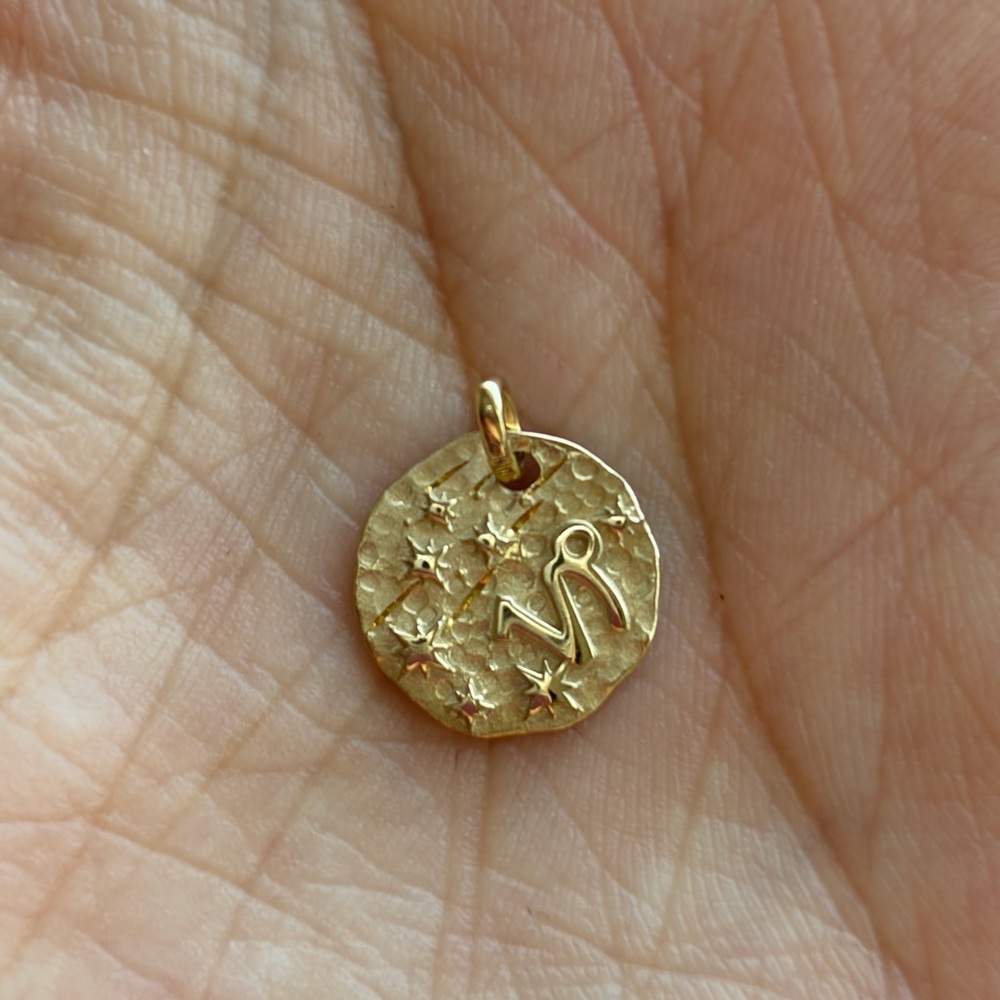 10K Gold Capricorn Zodiac Charm Pendant w/ Natural Diamond - Picture 4 of 5